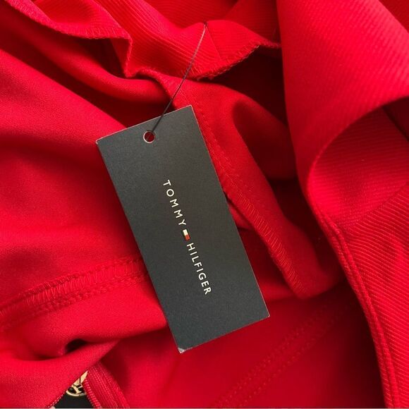 Tommy Hilfiger Red Twill Sleeveless Side Pocket Shift Dress - Picture 11 of 13